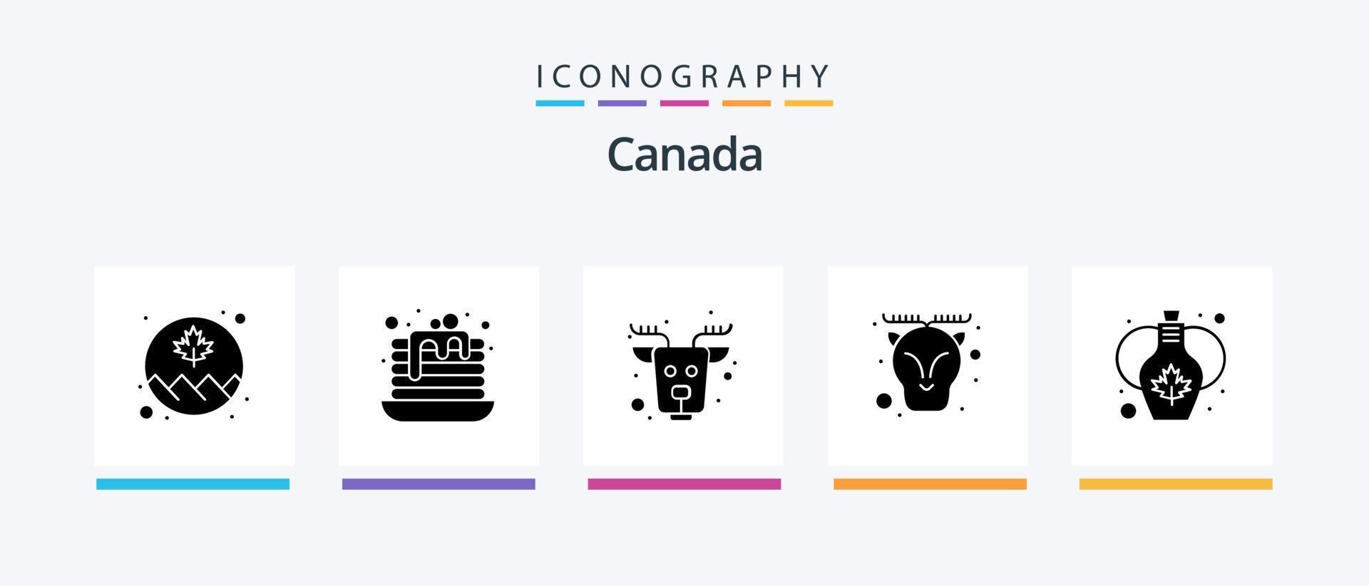 Canada glifo 5 icona imballare Compreso vaso. Canada. animale. artico. alpino. creativo icone design vettore