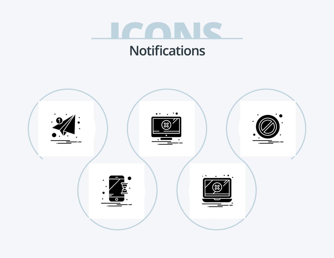 notifiche glifo icona imballare 5 icona design. bloccare. notifica. e-mail. errore. carta vettore