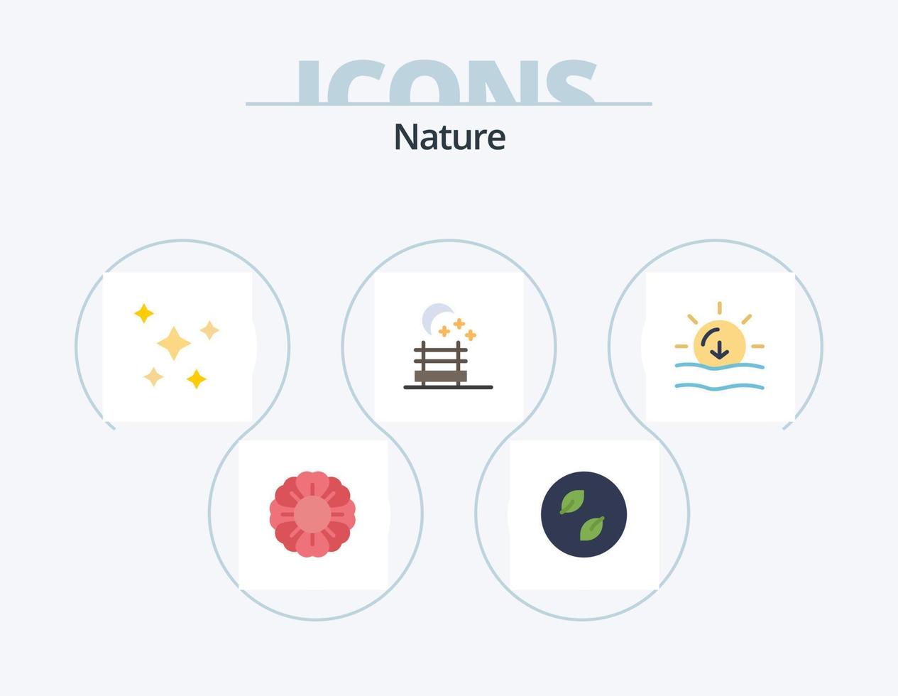 natura piatto icona imballare 5 icona design. tempo atmosferico. sole. notte. natura. natura vettore