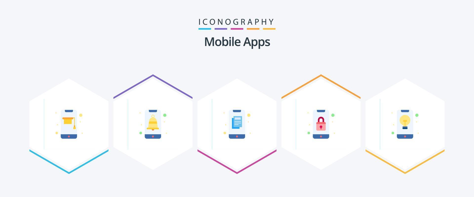 mobile applicazioni 25 piatto icona imballare Compreso Telefono. serratura. utente. app. in linea vettore