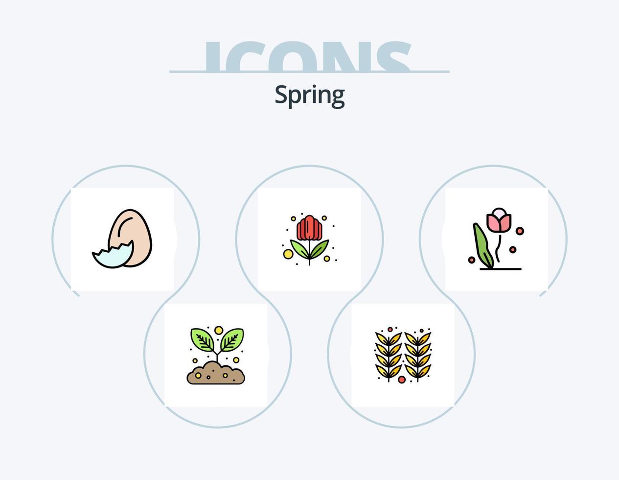 primavera linea pieno icona imballare 5 icona design. in crescita. primavera. fiore. natura. fiore vettore