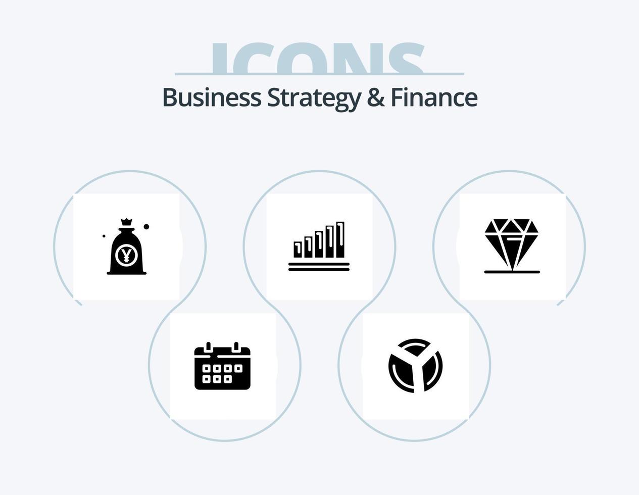 attività commerciale strategia e finanza glifo icona imballare 5 icona design. . i soldi . grafico . giapponese . yen vettore