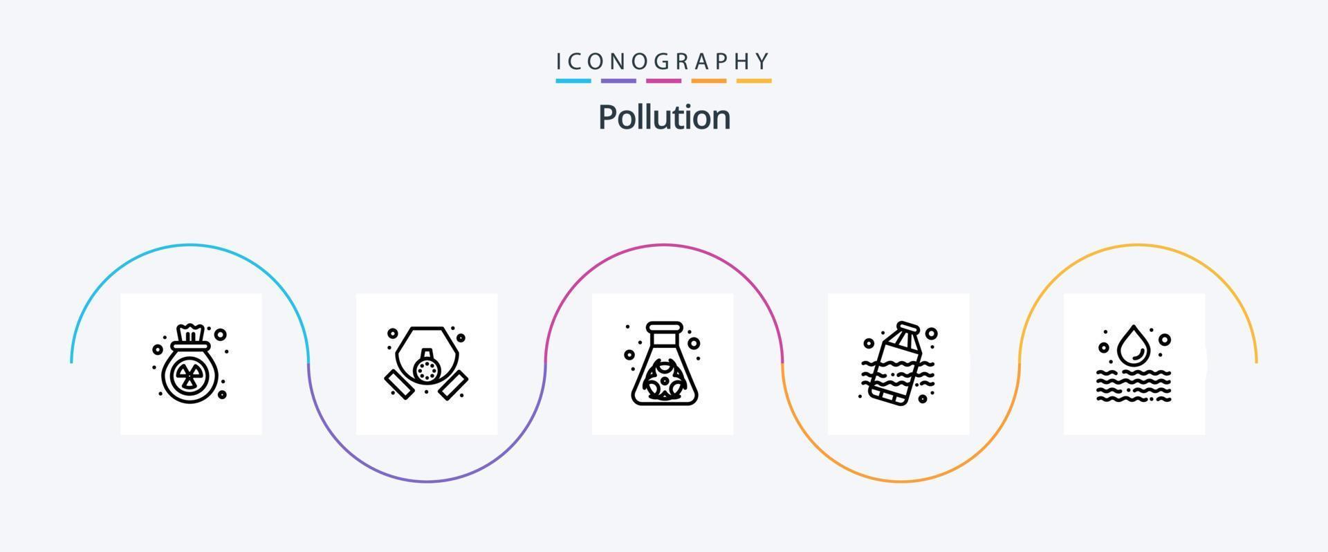 inquinamento linea 5 icona imballare Compreso inquinamento. acqua. borraccia. acqua. inquinamento vettore