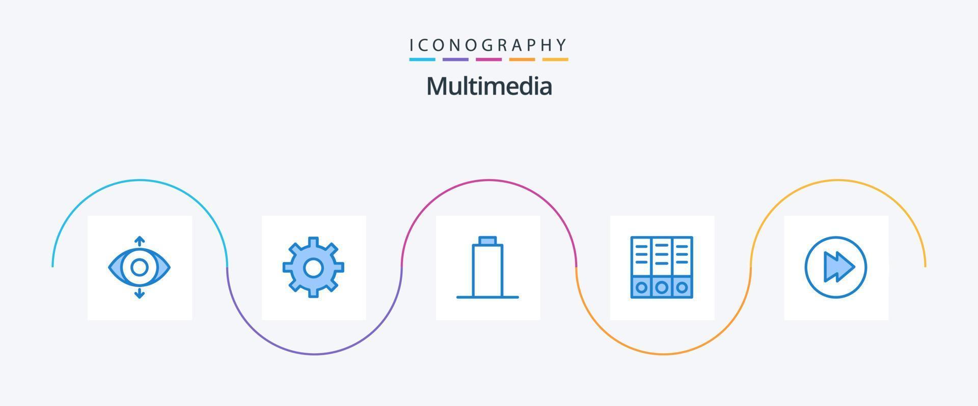 multimedia blu 5 icona imballare Compreso . multimedia. inoltrare vettore