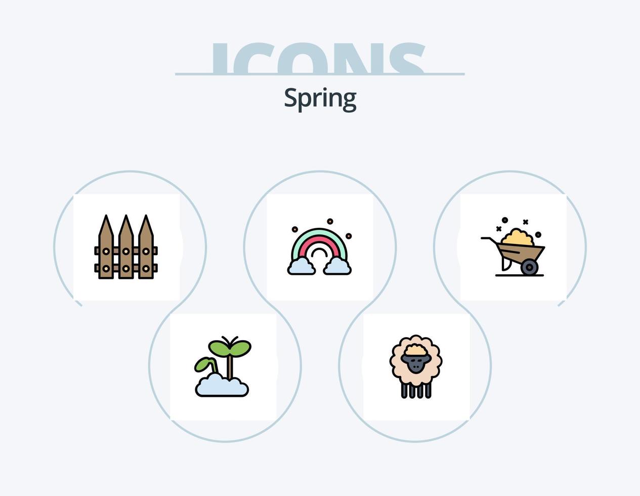 primavera linea pieno icona imballare 5 icona design. cactus. rosa. fungo. natura. flora vettore