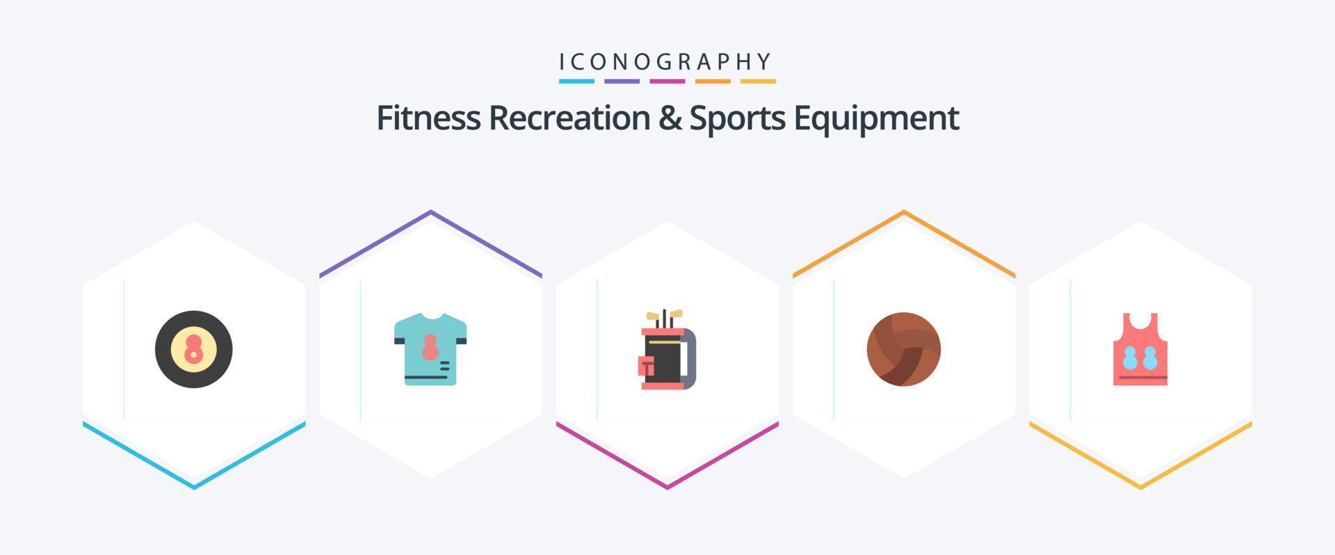 fitness ricreazione e gli sport attrezzatura 25 piatto icona imballare Compreso sport. tiro al volo. calcio. sfera. golf vettore