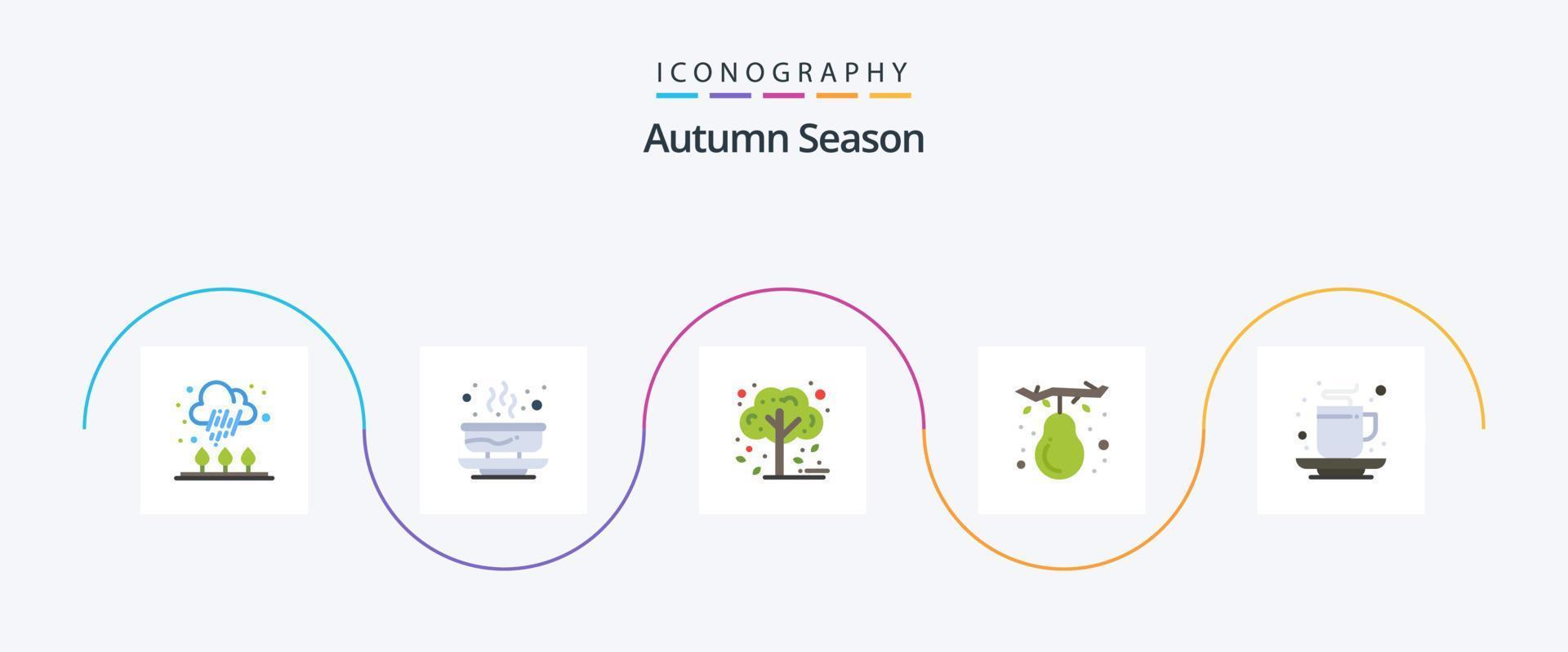 autunno piatto 5 icona imballare Compreso autunno. frutta. autunno. autunno. albero vettore