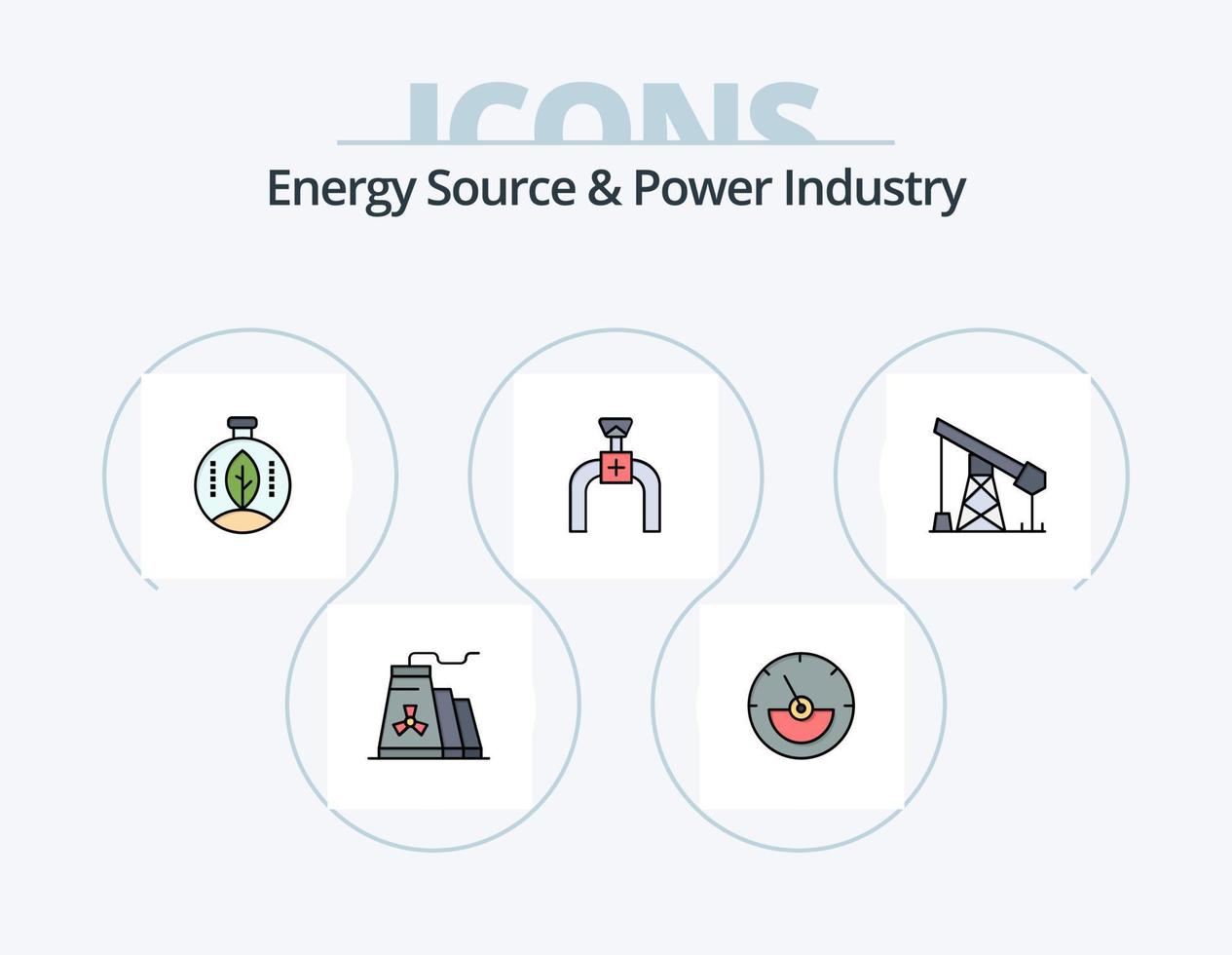 energia fonte e energia industria linea pieno icona imballare 5 icona design. . trasmissione Torre. camion. trasmissione. elettrico vettore