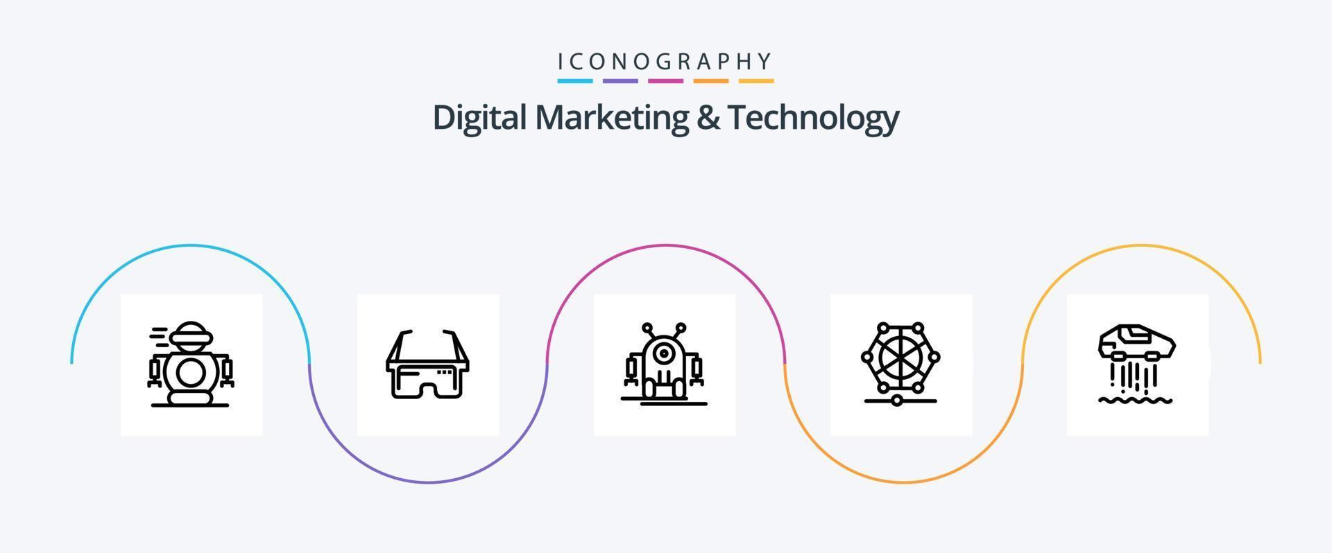 digitale marketing e tecnologia linea 5 icona imballare Compreso personale. dati. umano. linguaggio. macchina vettore