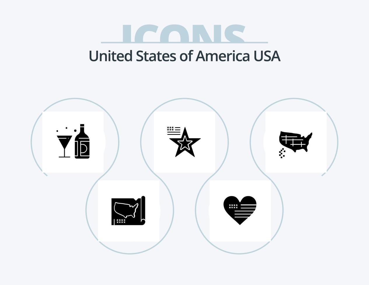 Stati Uniti d'America glifo icona imballare 5 icona design. . americano. Stati Uniti d'America. amore. Stati Uniti d'America vettore