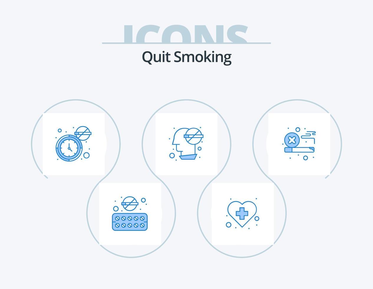 smettere fumo blu icona imballare 5 icona design. fumare. Salute. assistenza sanitaria. effetto. tempo vettore