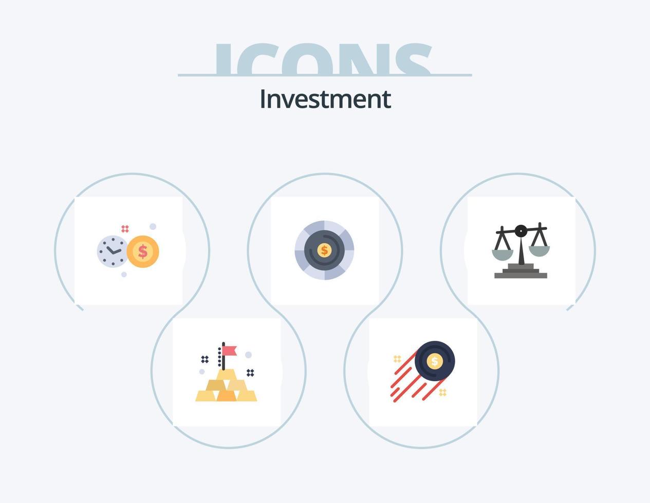investimento piatto icona imballare 5 icona design. . decisione. investimento volta. attività commerciale. investimento vettore