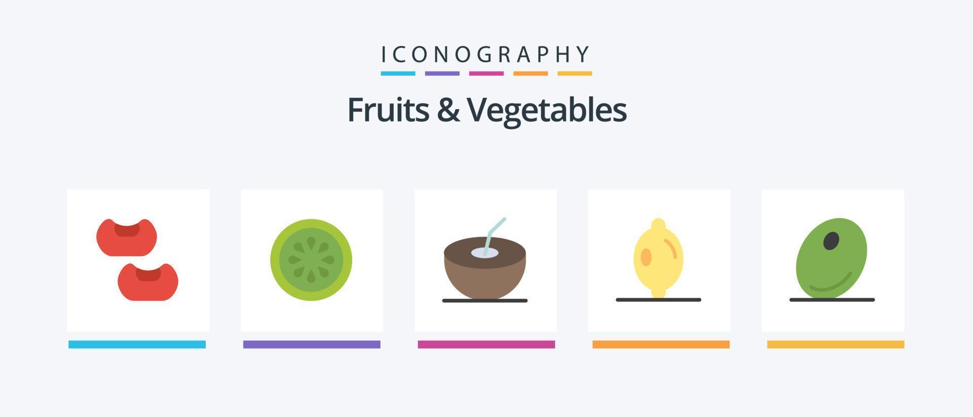 frutta e verdure piatto 5 icona imballare Compreso . agrumi. verdura. creativo icone design vettore