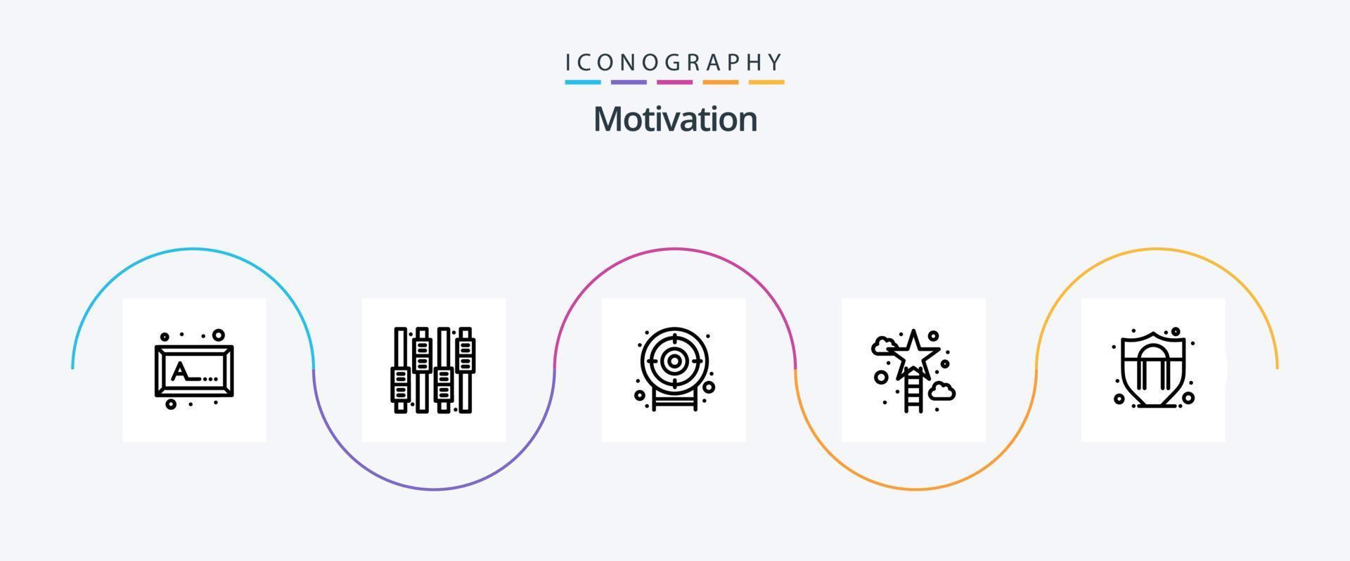 motivazione linea 5 icona imballare Compreso . protezione. obbiettivo. accesso. successo vettore