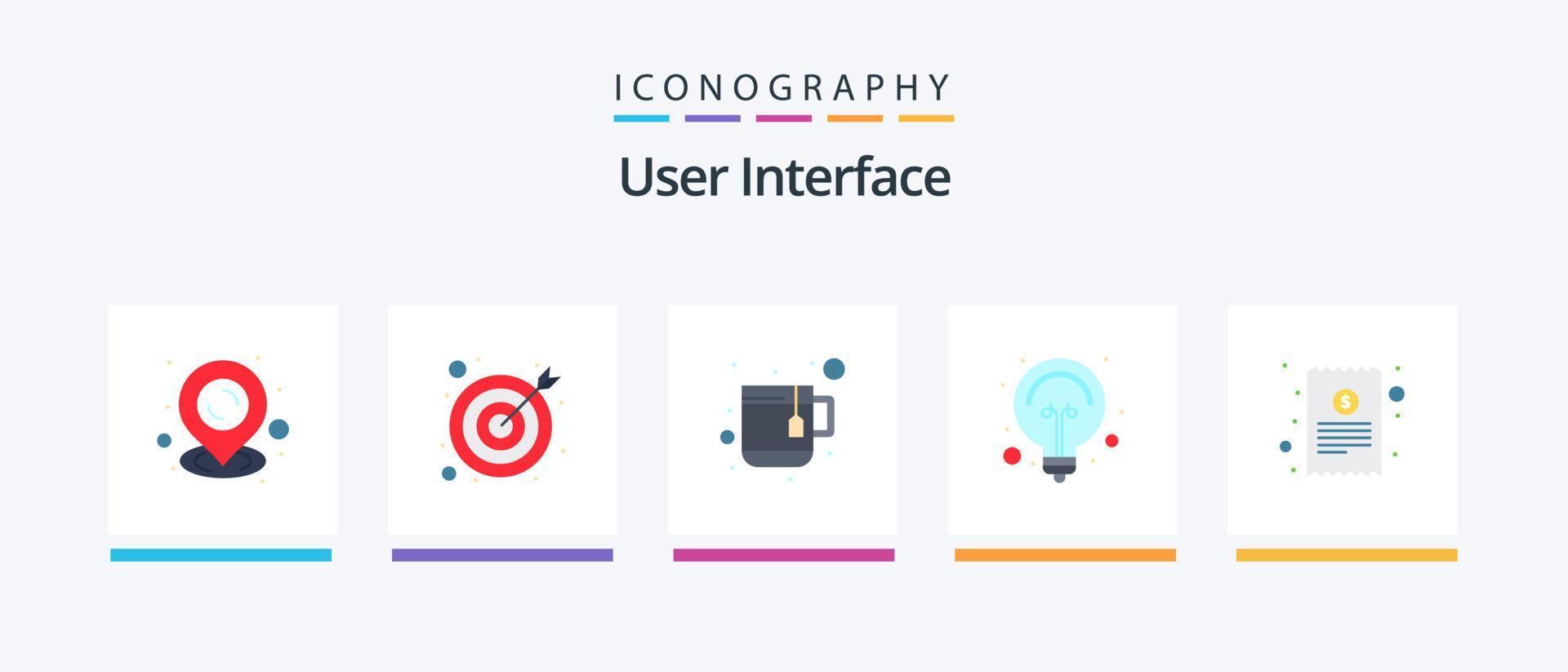 utente interfaccia piatto 5 icona imballare Compreso . ricevuta. tè. denaro contante ricevuta. Consigli. creativo icone design vettore