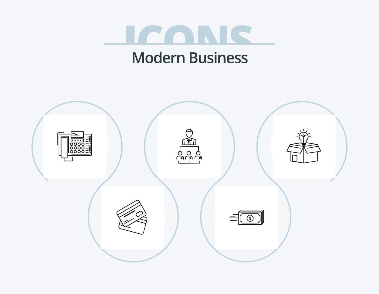 moderno attività commerciale linea icona imballare 5 icona design. finanza. banca. soluzione. vacanza. Biglietti vettore