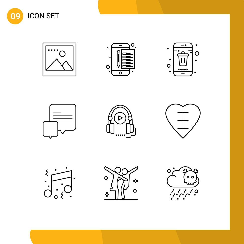 impostato di 9 moderno ui icone simboli segni per corso messaggi App conversazione smartphone modificabile vettore design elementi