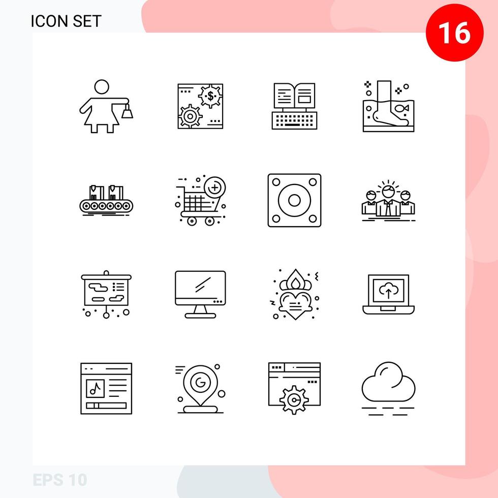 16 creativo icone moderno segni e simboli di terapia rilassamento i soldi pesce libro modificabile vettore design elementi