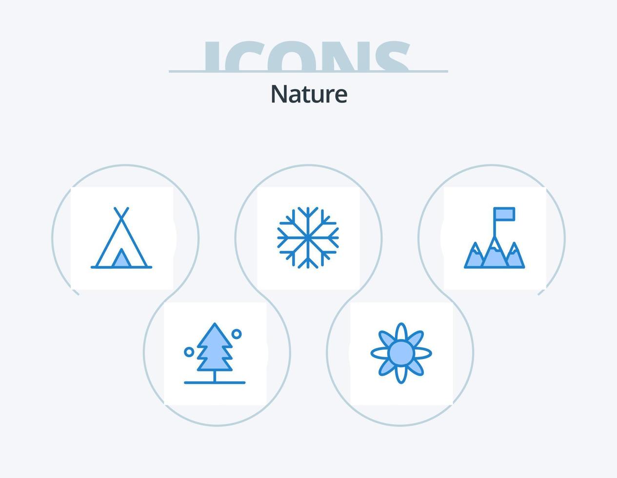 natura blu icona imballare 5 icona design. . montagne. natura. bandiera. fiocco di neve vettore