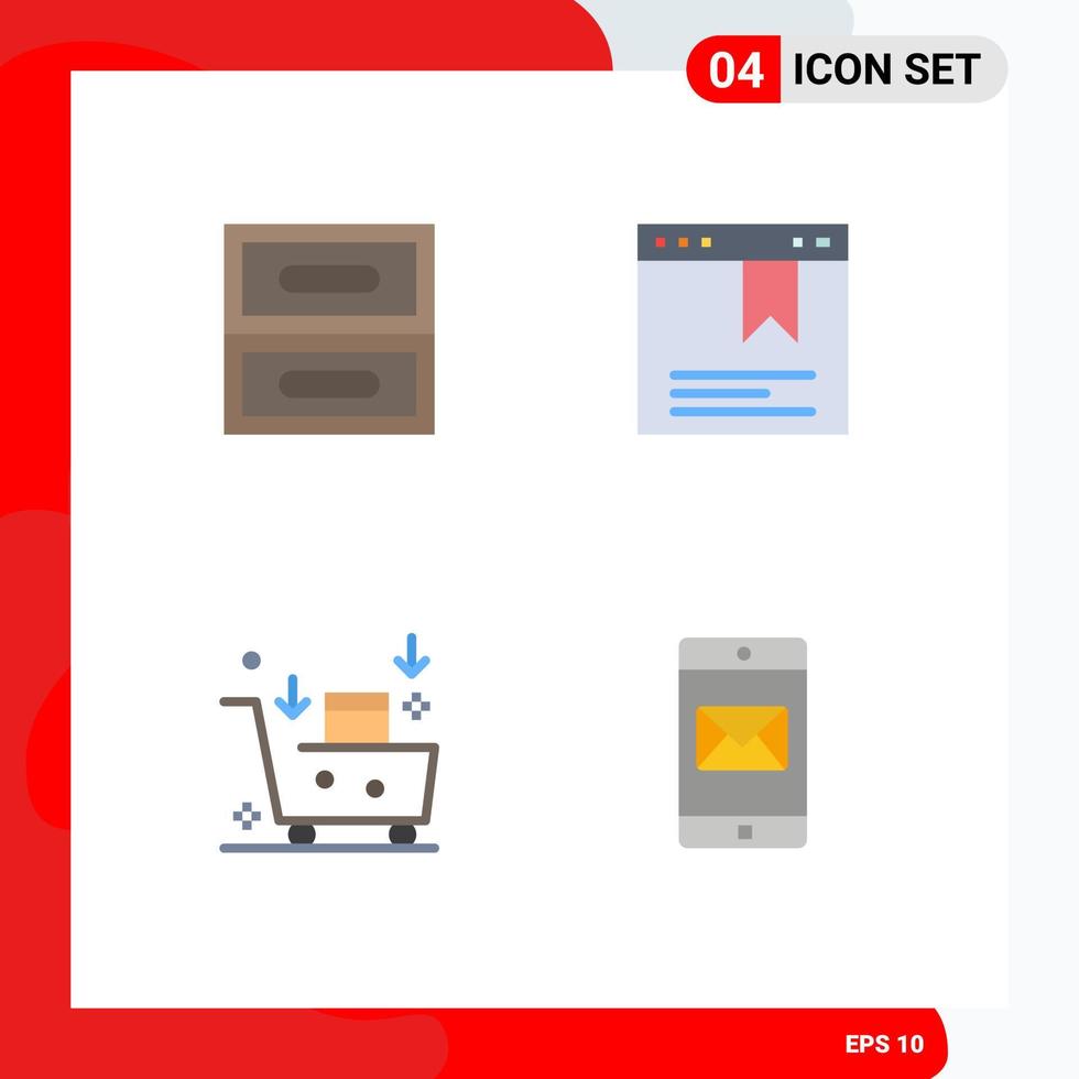 gruppo di 4 piatto icone segni e simboli per archivio email segnalibro e-mail pubblicità applicazione modificabile vettore design elementi