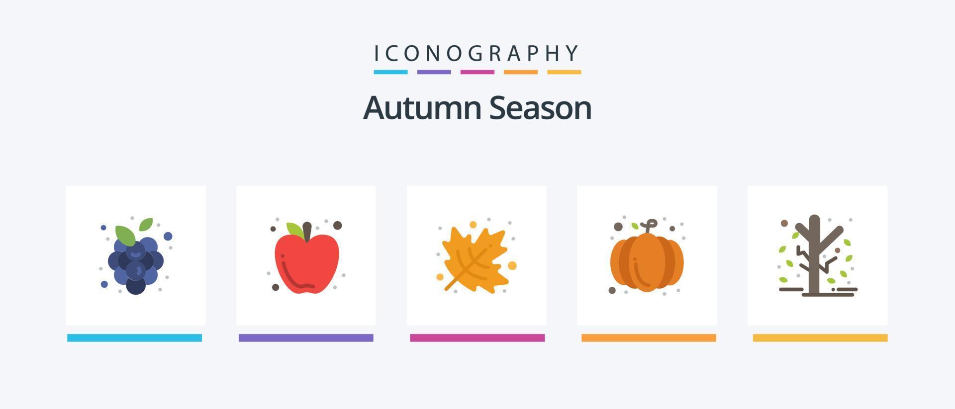 autunno piatto 5 icona imballare Compreso giardino. autunno. autunno. zucca. Halloween. creativo icone design vettore
