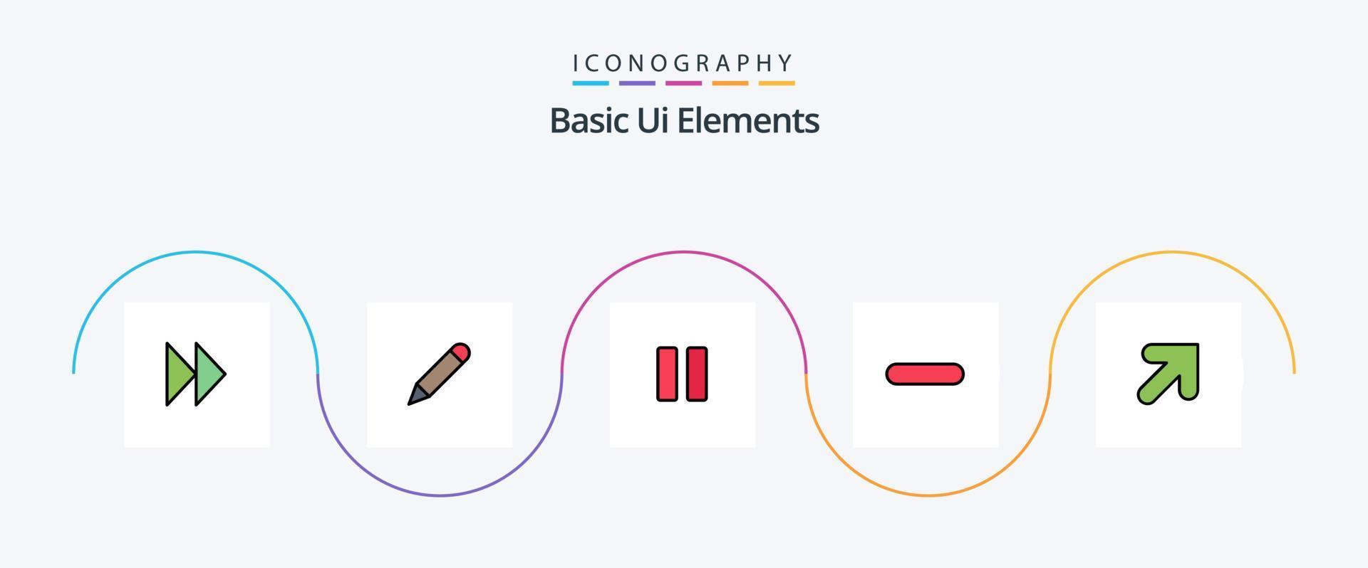 di base ui elementi linea pieno piatto 5 icona imballare Compreso su. rimuovere. controllo. meno. Elimina vettore