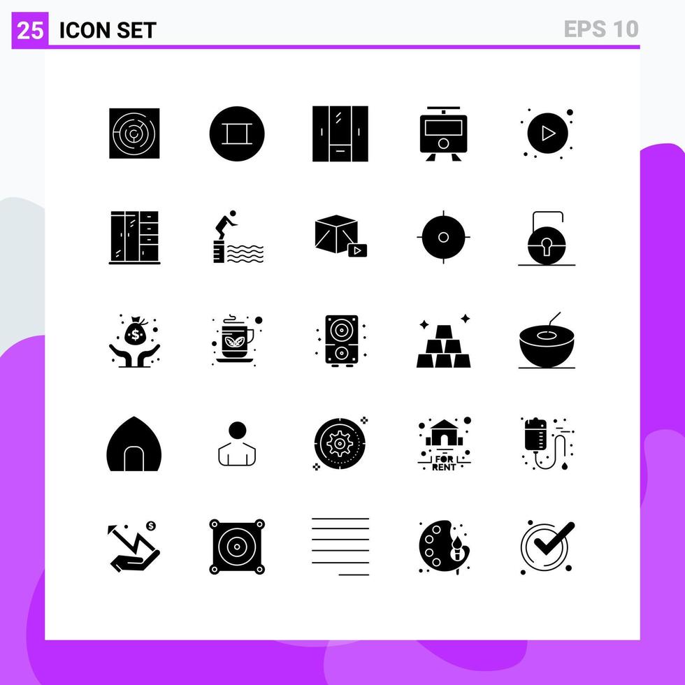 impostato di 25 moderno ui icone simboli segni per giocare treno credenza metropolitana mappe modificabile vettore design elementi