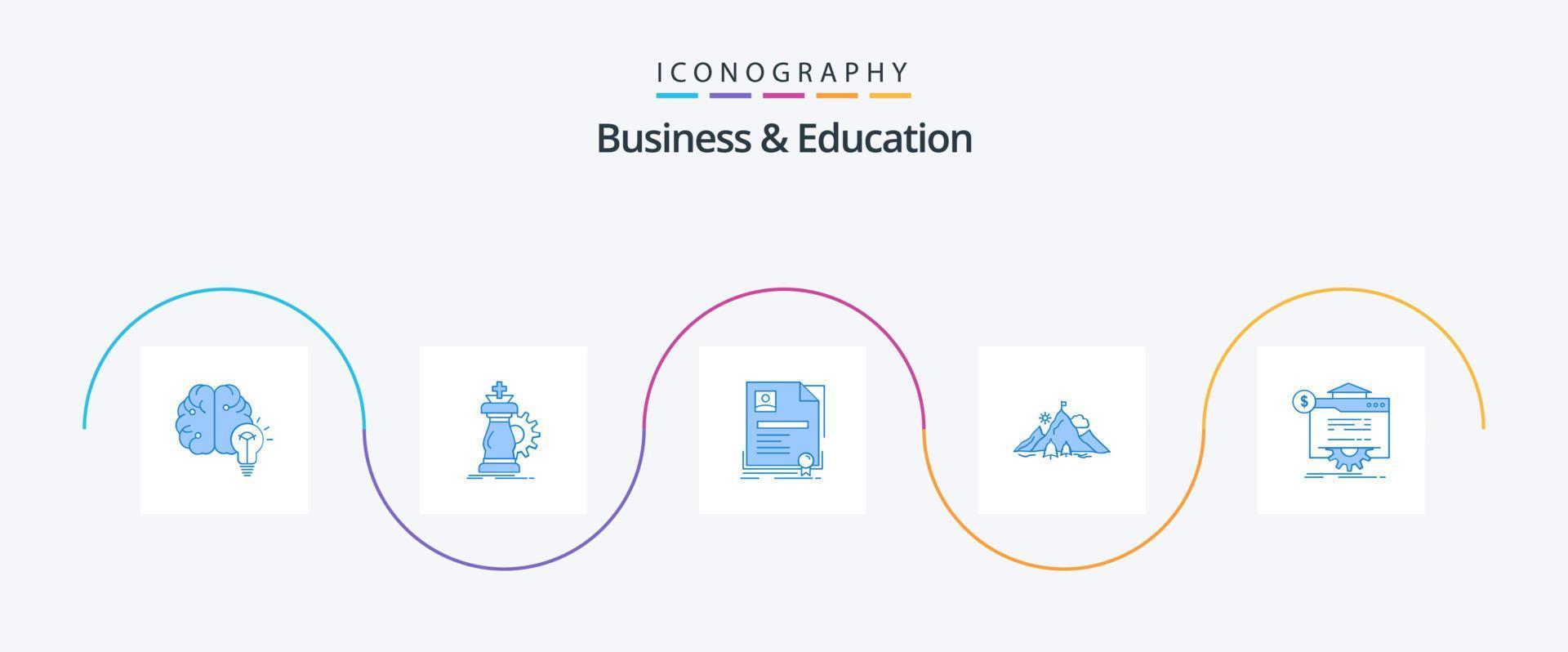 attività commerciale e formazione scolastica blu 5 icona imballare Compreso missione. risultato. cavaliere. certificato. attività commerciale vettore