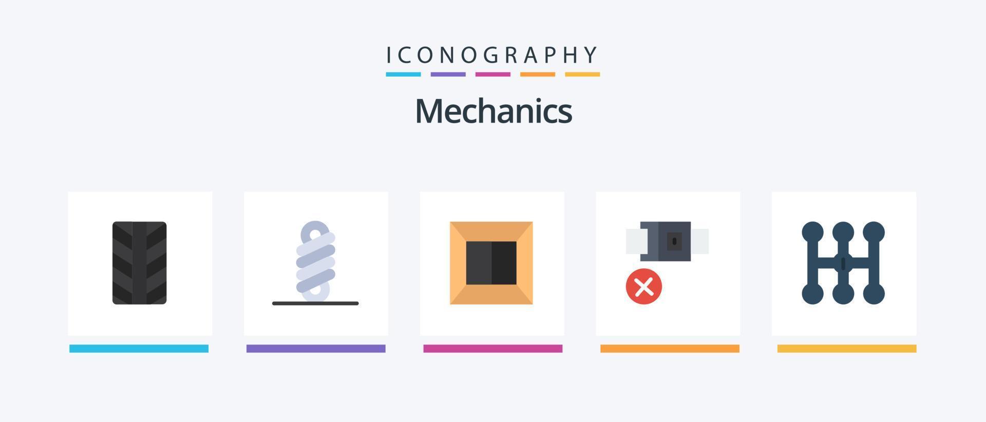 meccanica piatto 5 icona imballare Compreso . cintura. trasmissione. macchina. creativo icone design vettore