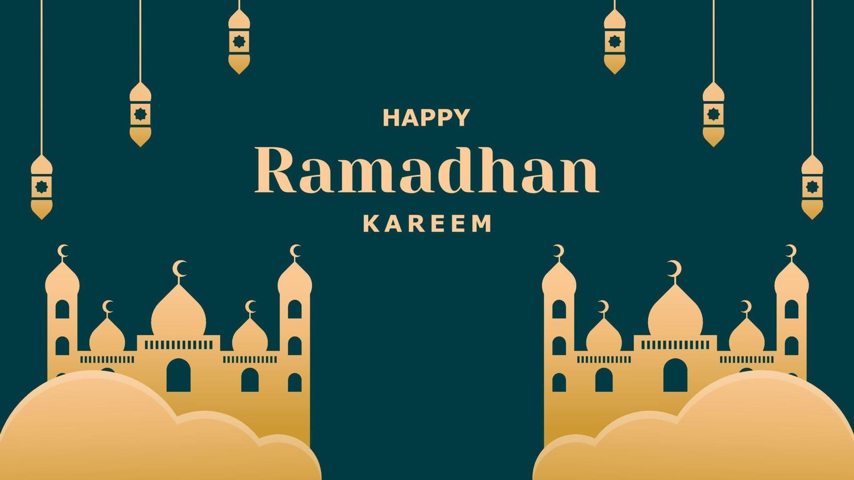 lusso contento Ramadhan kareem sfondo vettore