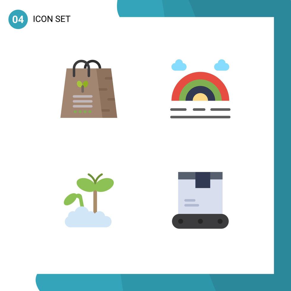 4 piatto icona concetto per siti web mobile e applicazioni Borsa scadenza shopping tempo metereologico consegna modificabile vettore design elementi