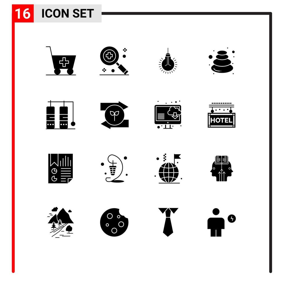 impostato di 16 moderno ui icone simboli segni per viaggio pietra idea terme massaggio modificabile vettore design elementi