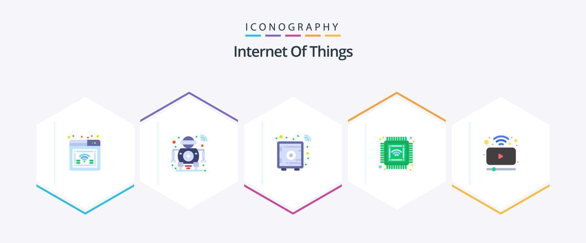 Internet di cose 25 piatto icona imballare Compreso film. futuro. tecnico. computer. sicuro scatola vettore