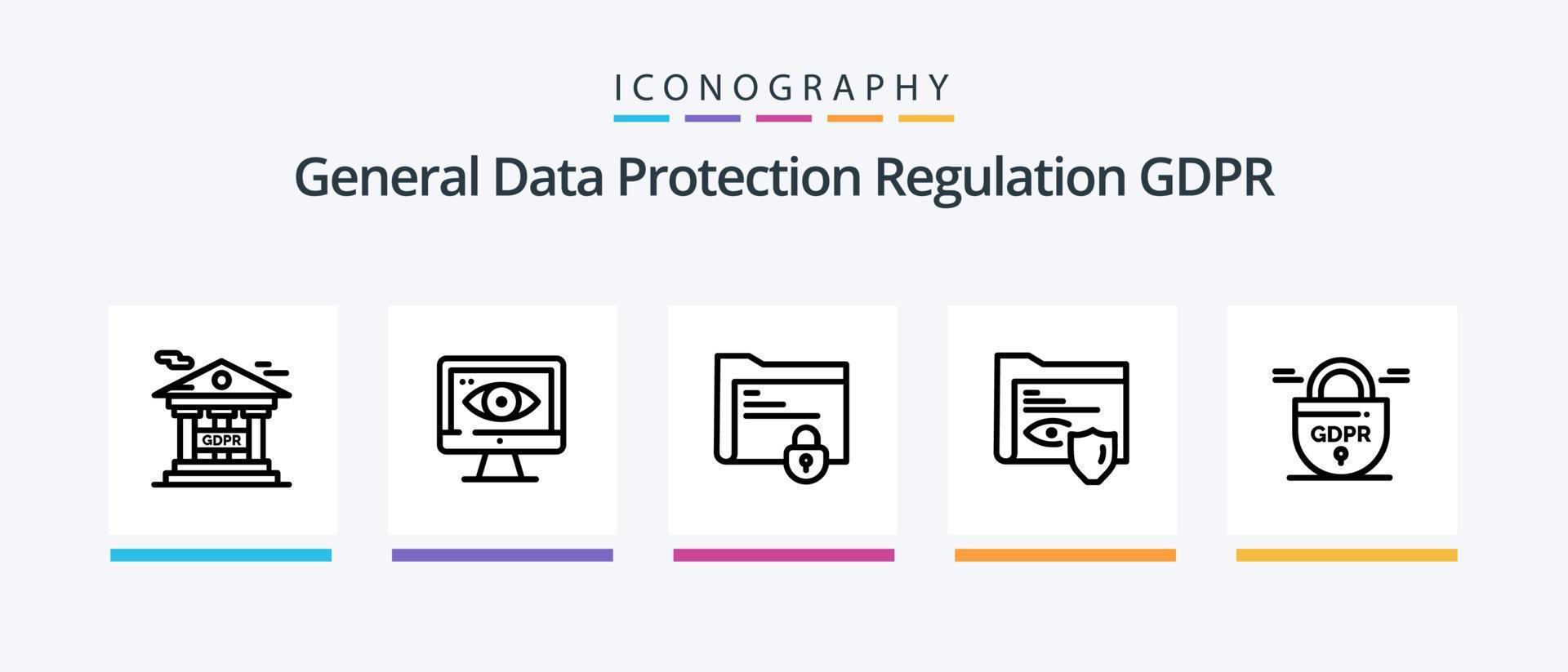 GDPR linea 5 icona imballare Compreso mondo. legale. gdpr. legge. gdpr. creativo icone design vettore