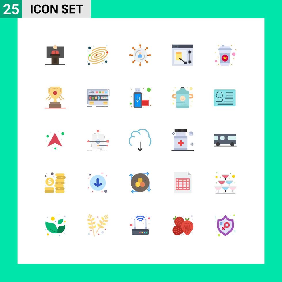 mobile interfaccia piatto colore impostato di 25 pittogrammi di attrezzo design pianeta SEO media modificabile vettore design elementi