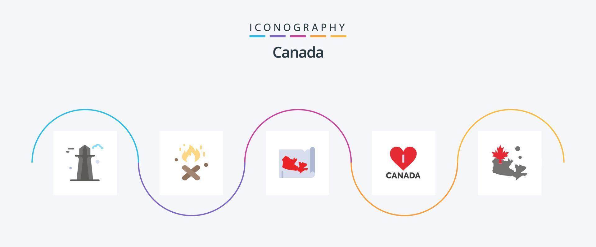 Canada piatto 5 icona imballare Compreso . foglia. mondo. Canada. Canada vettore