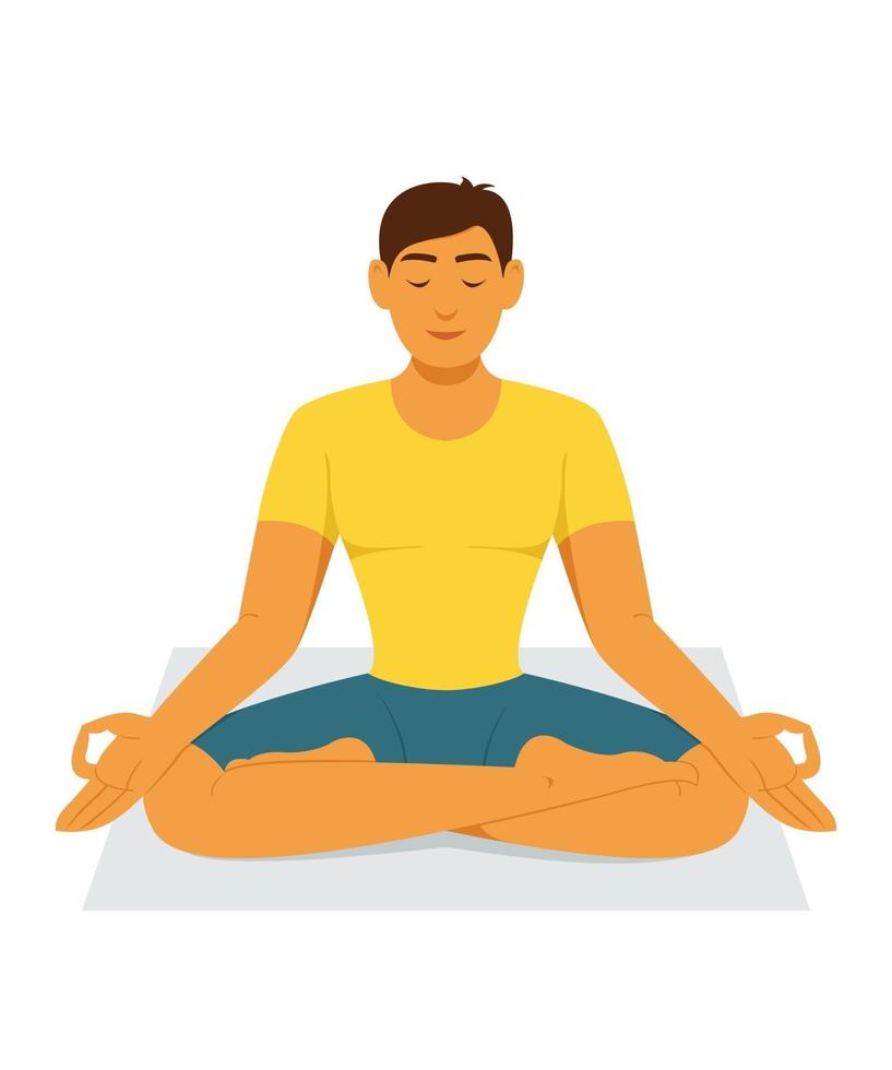 uomo allenamento da meditazione yoga. vettore