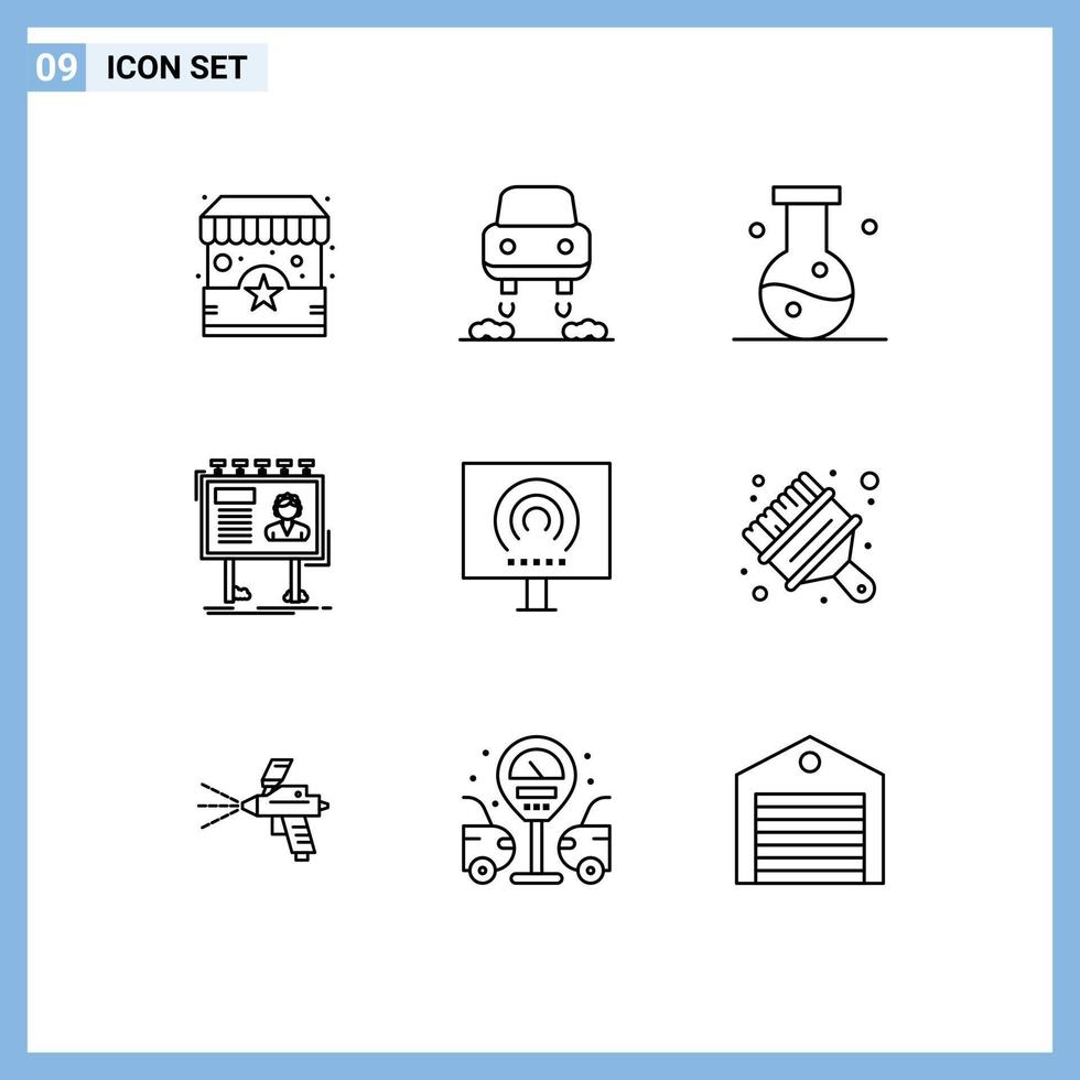 universale icona simboli gruppo di 9 moderno lineamenti di del desktop manifesto chimica tabellone annuncio pubblicitario modificabile vettore design elementi