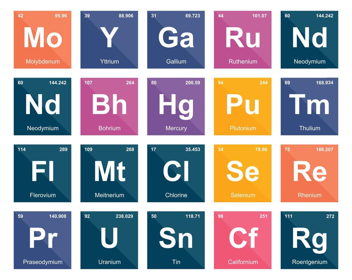 20 preiodico tavolo di il elementi icona imballare design vettore