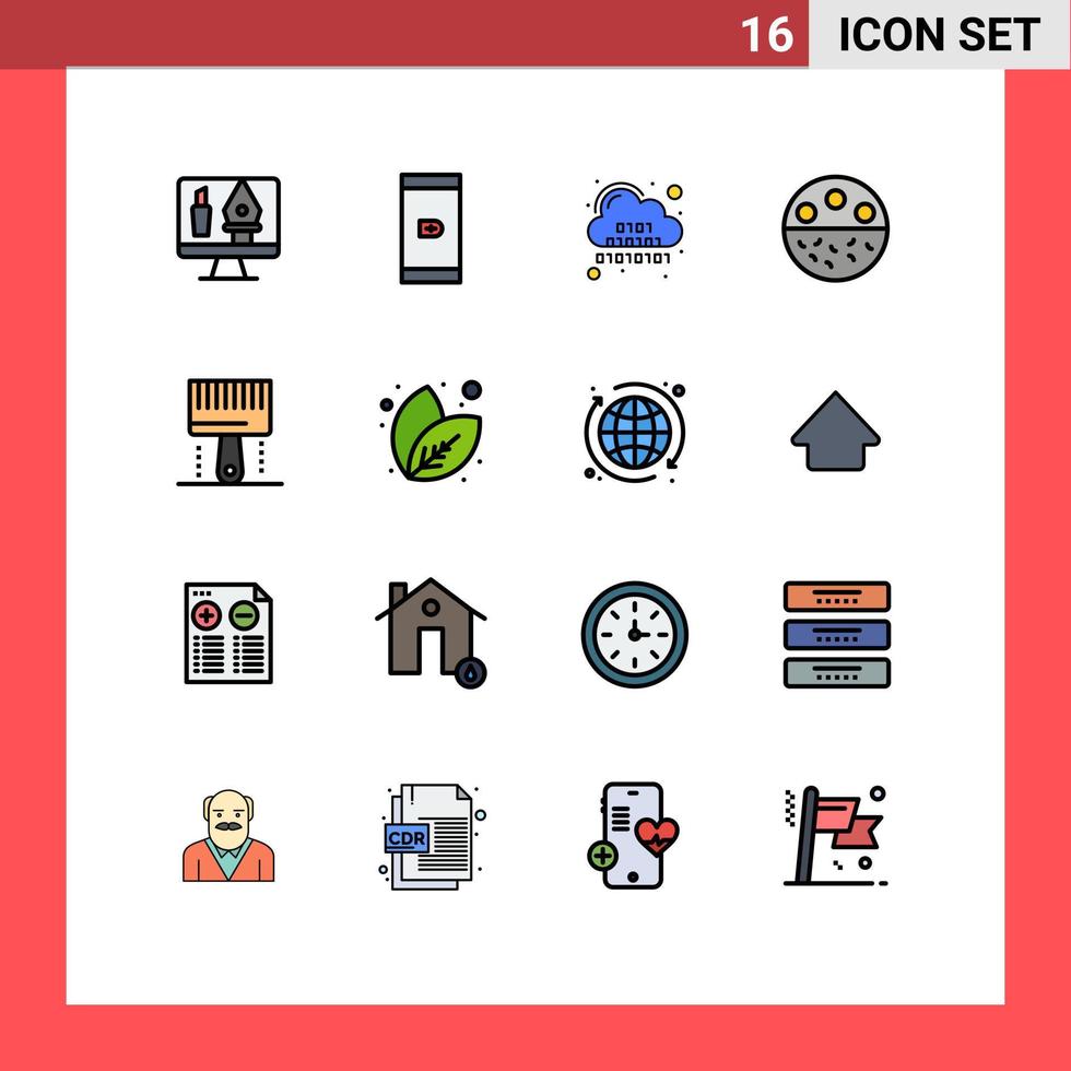 16 universale piatto colore pieno Linee impostato per ragnatela e mobile applicazioni codifica cura della pelle nube minerale osso modificabile creativo vettore design elementi