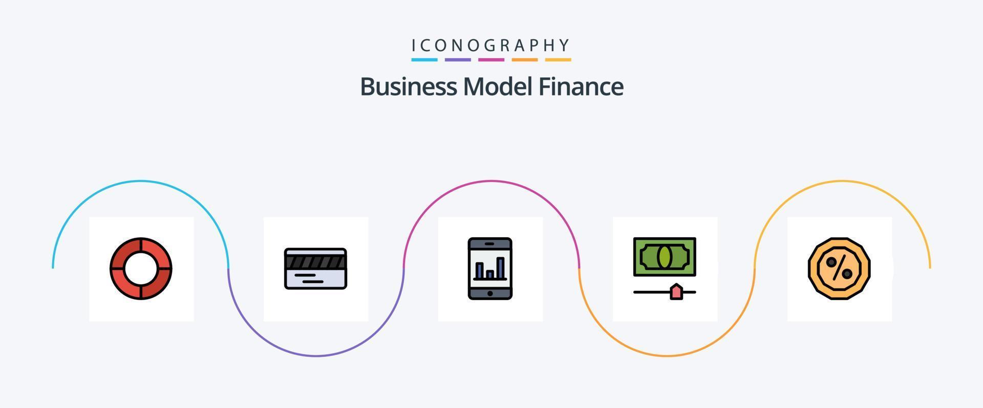 finanza linea pieno piatto 5 icona imballare Compreso . smartphone. per cento. credito vettore