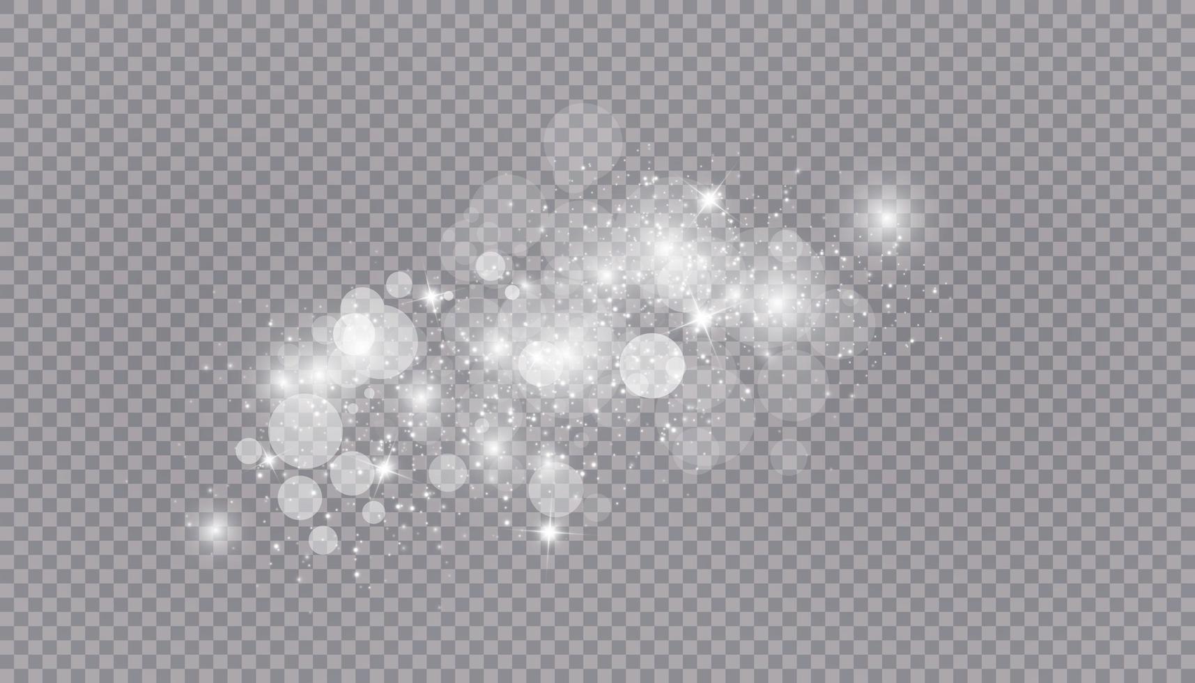 effetto luce incandescente con molte particelle glitter isolate vettore