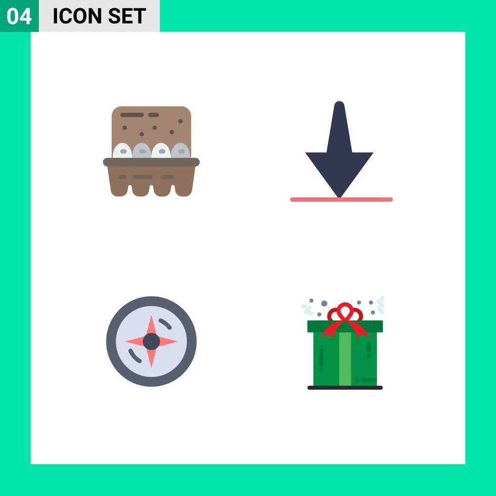 mobile interfaccia piatto icona impostato di 4 pittogrammi di cottura al forno Posizione ingredienti giù regalo modificabile vettore design elementi
