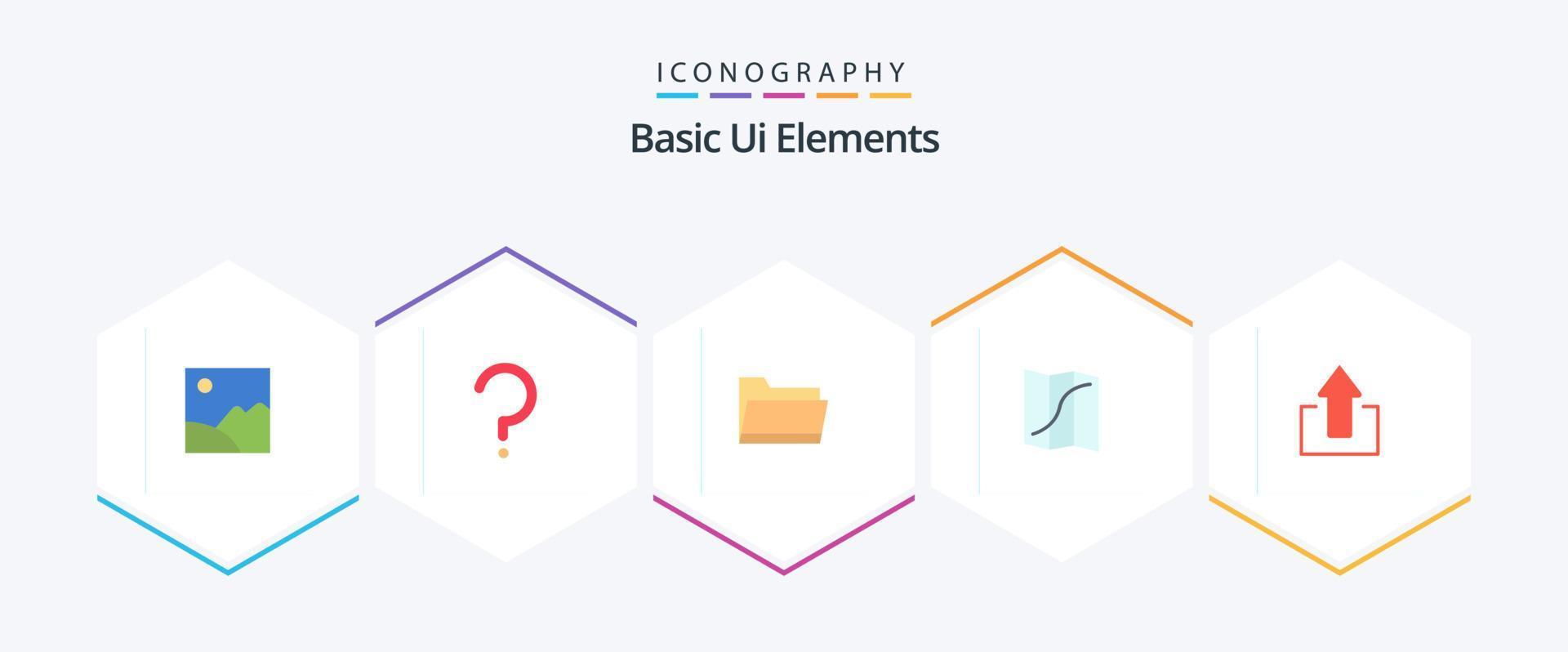 di base ui elementi 25 piatto icona imballare Compreso frecce. spillo. cartella. navigazione. carta geografica vettore