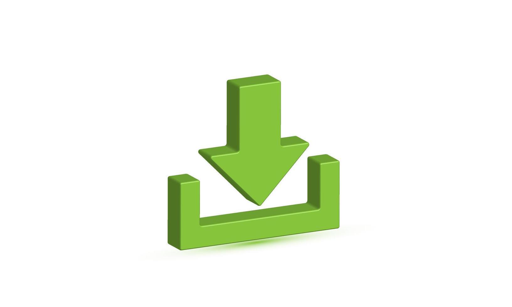 illustrazione realistico verde Scarica pulsante simbolo icona 3d creativo isolato su sfondo vettore