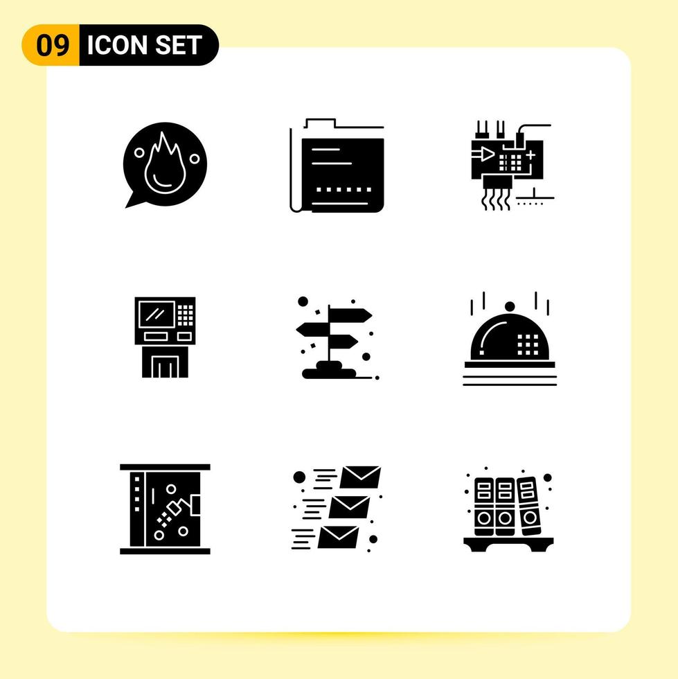impostato di 9 moderno ui icone simboli segni per denaro contante ATM documento parti elettronica modificabile vettore design elementi