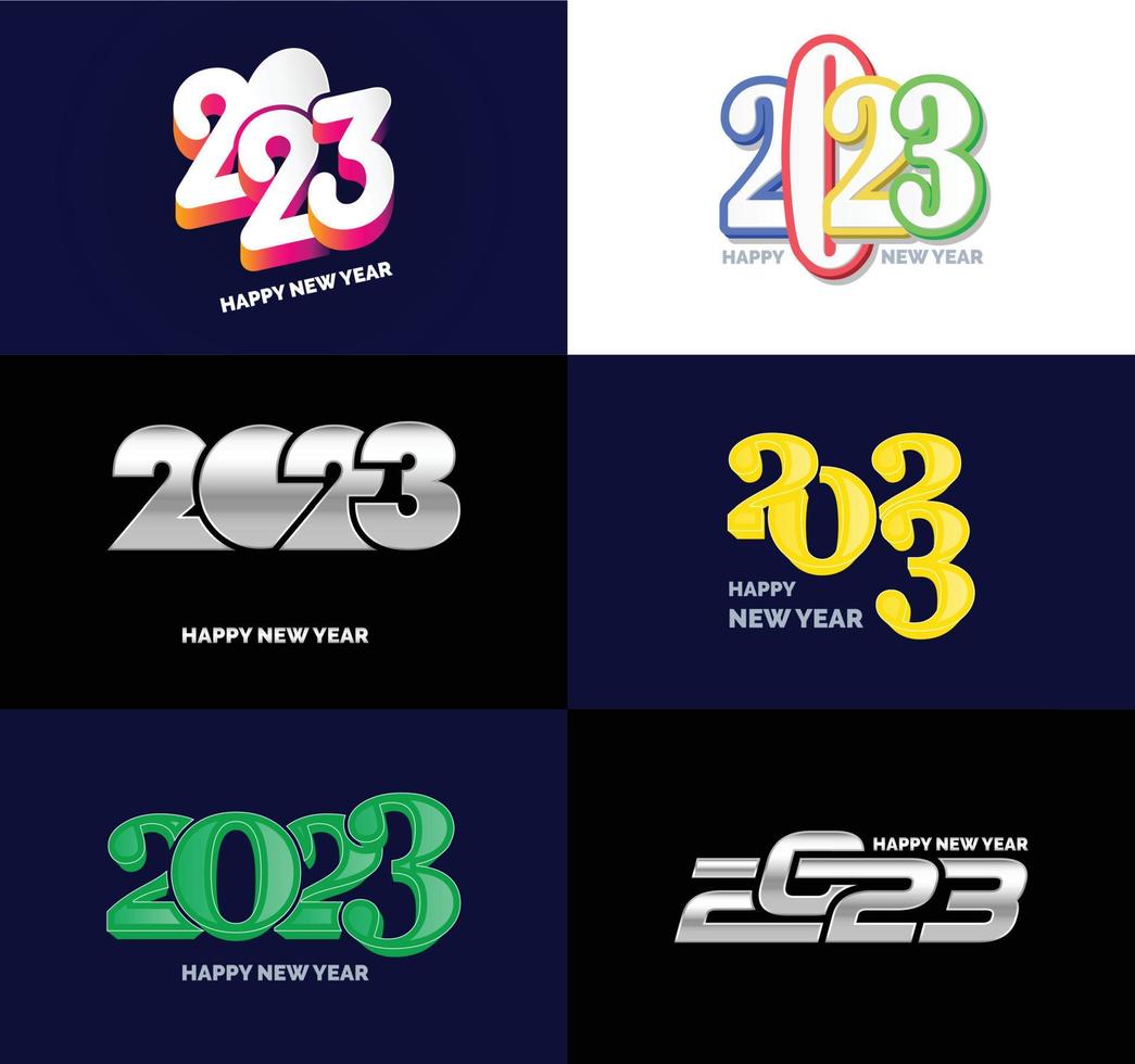 grande impostato di 2023 contento nuovo anno logo testo design 2023 numero design modello vettore