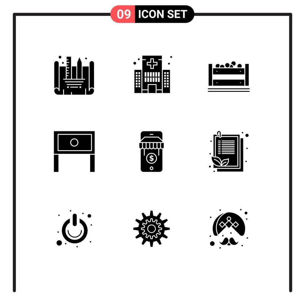 universale icona simboli gruppo di 9 moderno solido glifi di e-commerce interno bangladesh domestico fine modificabile vettore design elementi
