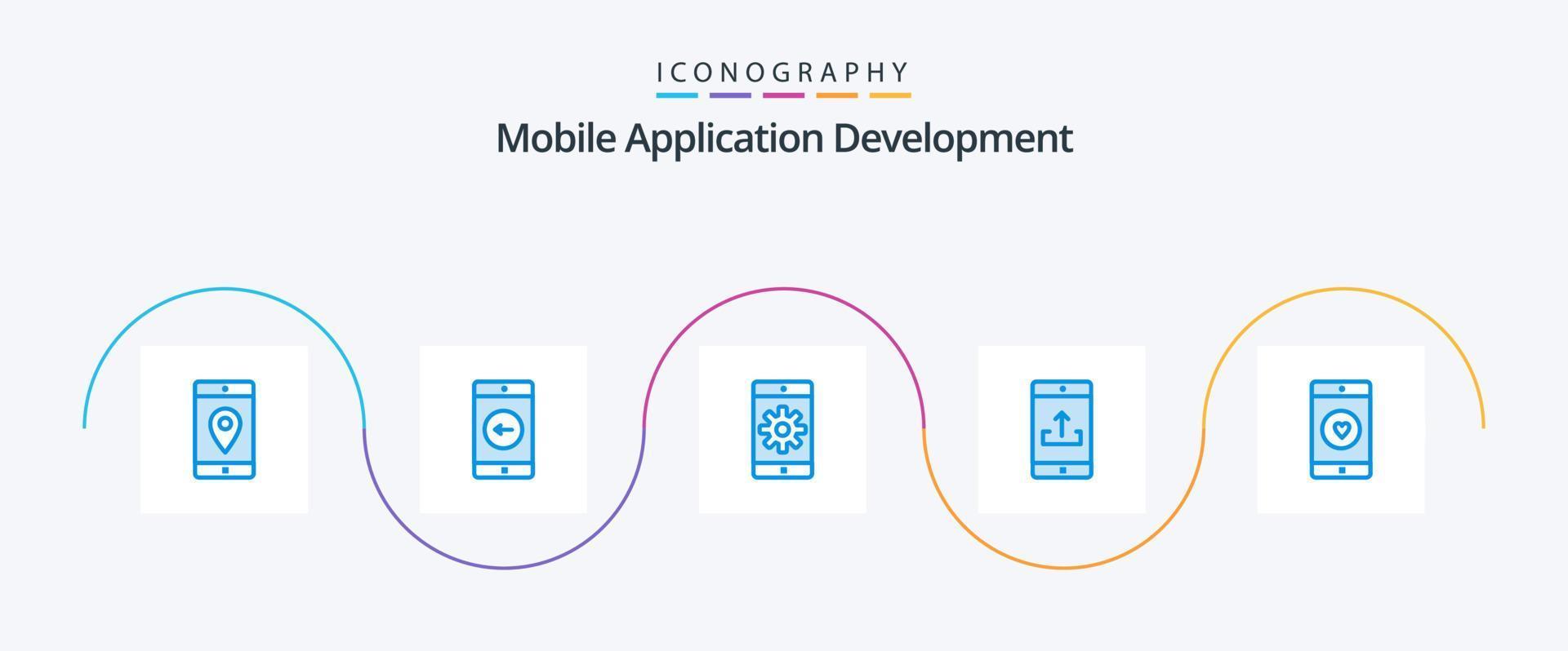 mobile applicazione sviluppo blu 5 icona imballare Compreso caricamento. mobile applicazione. sinistra. mobile. ambientazione vettore