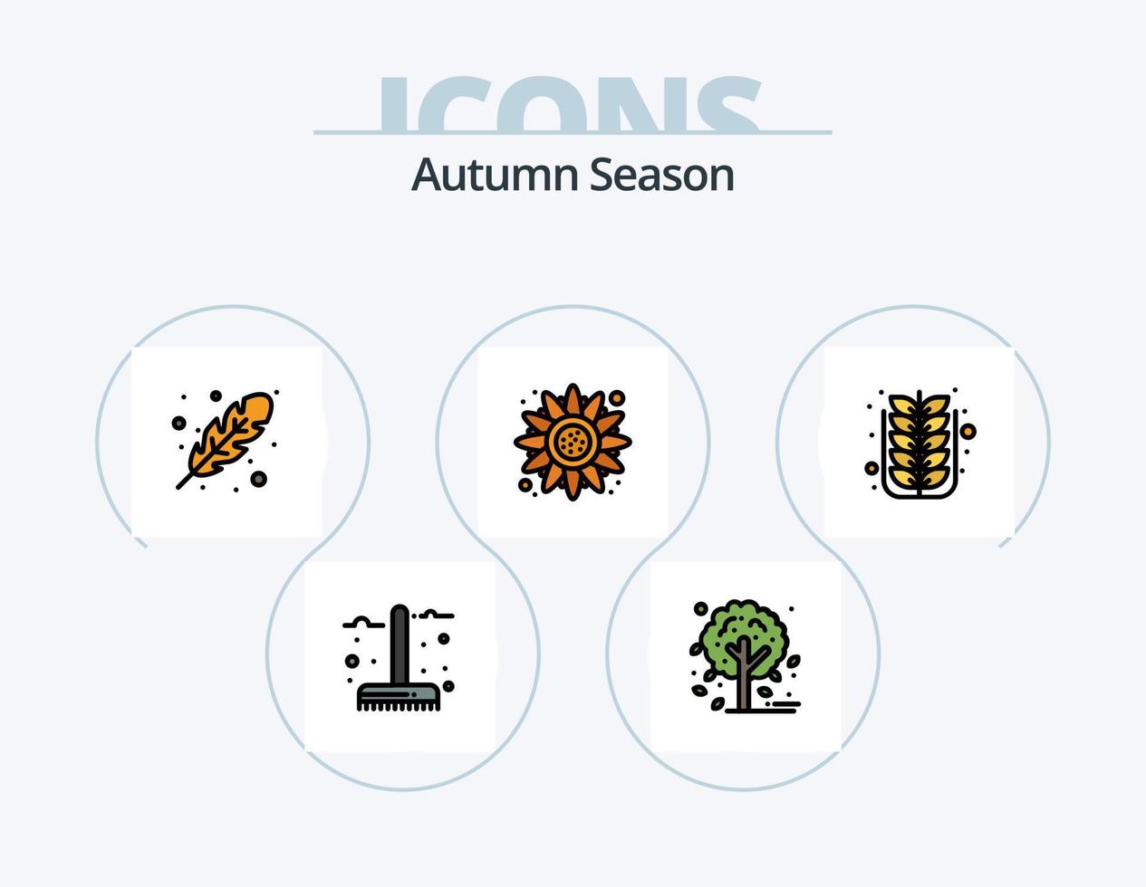 autunno linea pieno icona imballare 5 icona design. foglia. cenere. autunno. pioggia. autunno vettore